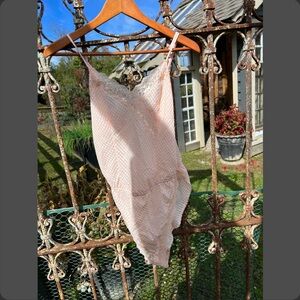 Vintage Delicates Blush Pink One Piece Lingerie with Lace Detail